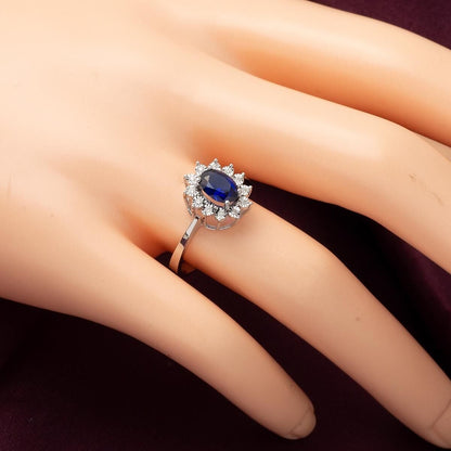 14K White Gold Sapphire and Diamond Ring