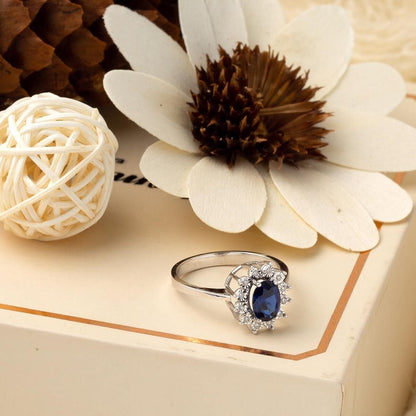 14K White Gold Sapphire and Diamond Ring