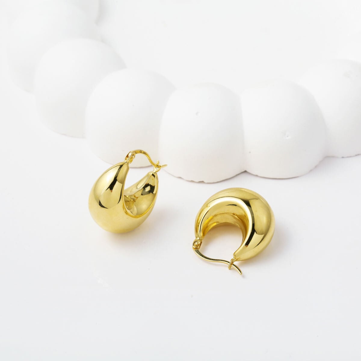 14K Yellow Gold Bold Hoop Earrings