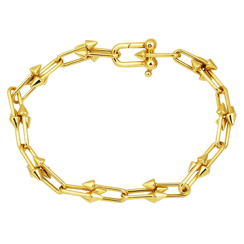 14K Yellow Gold Designer Inspired Studded Chain Bracelet
