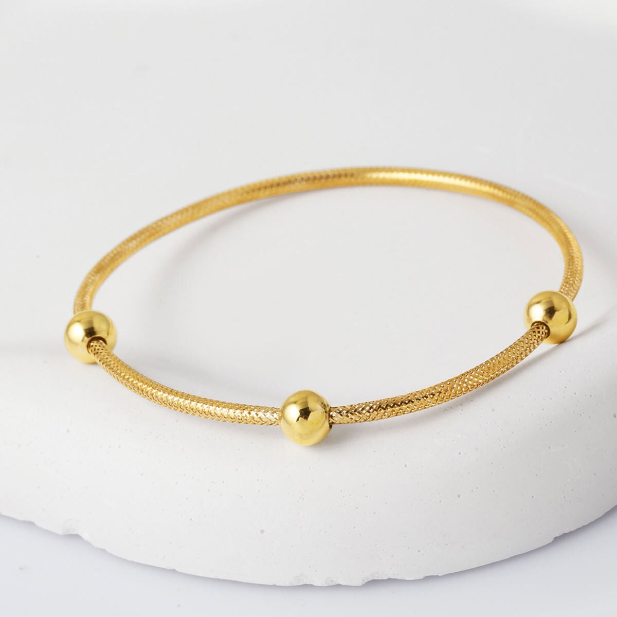 14K Yellow Gold Italian Bead Flexible ID Bracelet