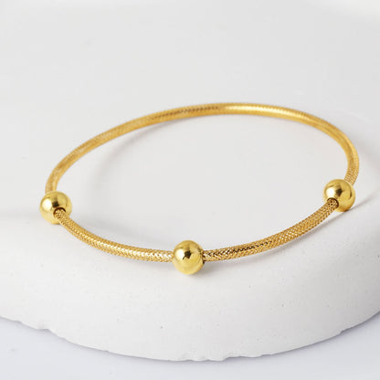 14K Yellow Gold Italian Bead Flexible ID Bracelet