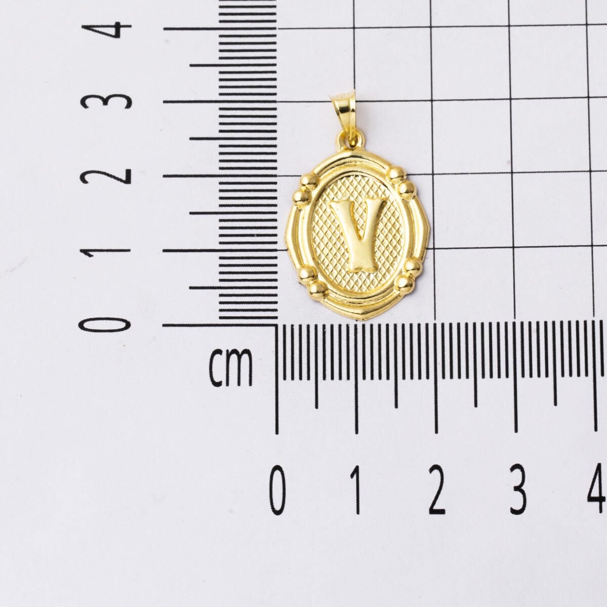 14K Yellow Gold Italian V Initial Pendant