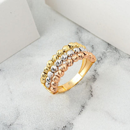 14K Yellow Gold Tria Bead Ring