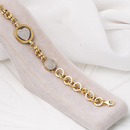 14K Yellow Gold Heart Hoop Cubic Zirconia Bracelet