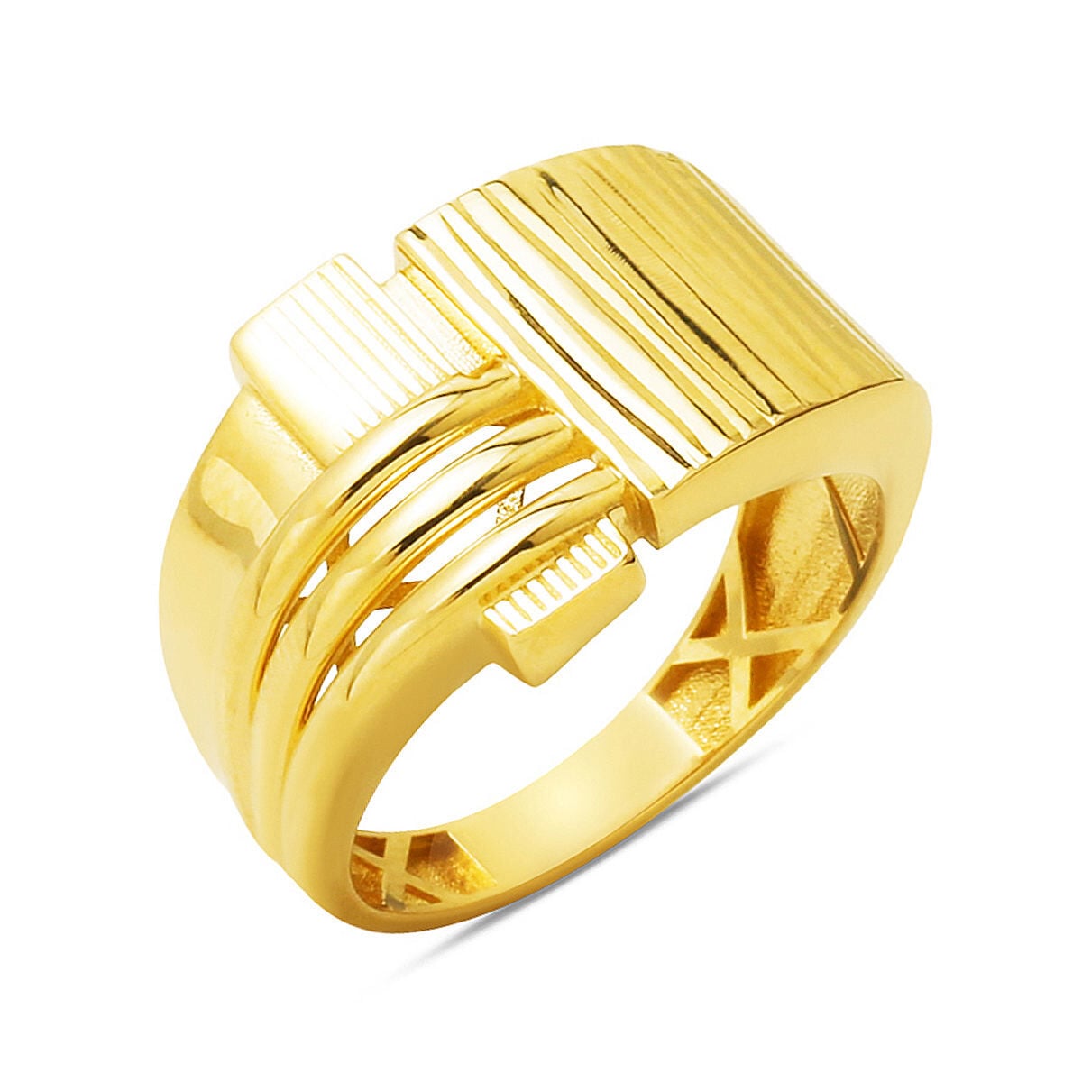 14K Yellow Gold Halo Hand Engraved Ring