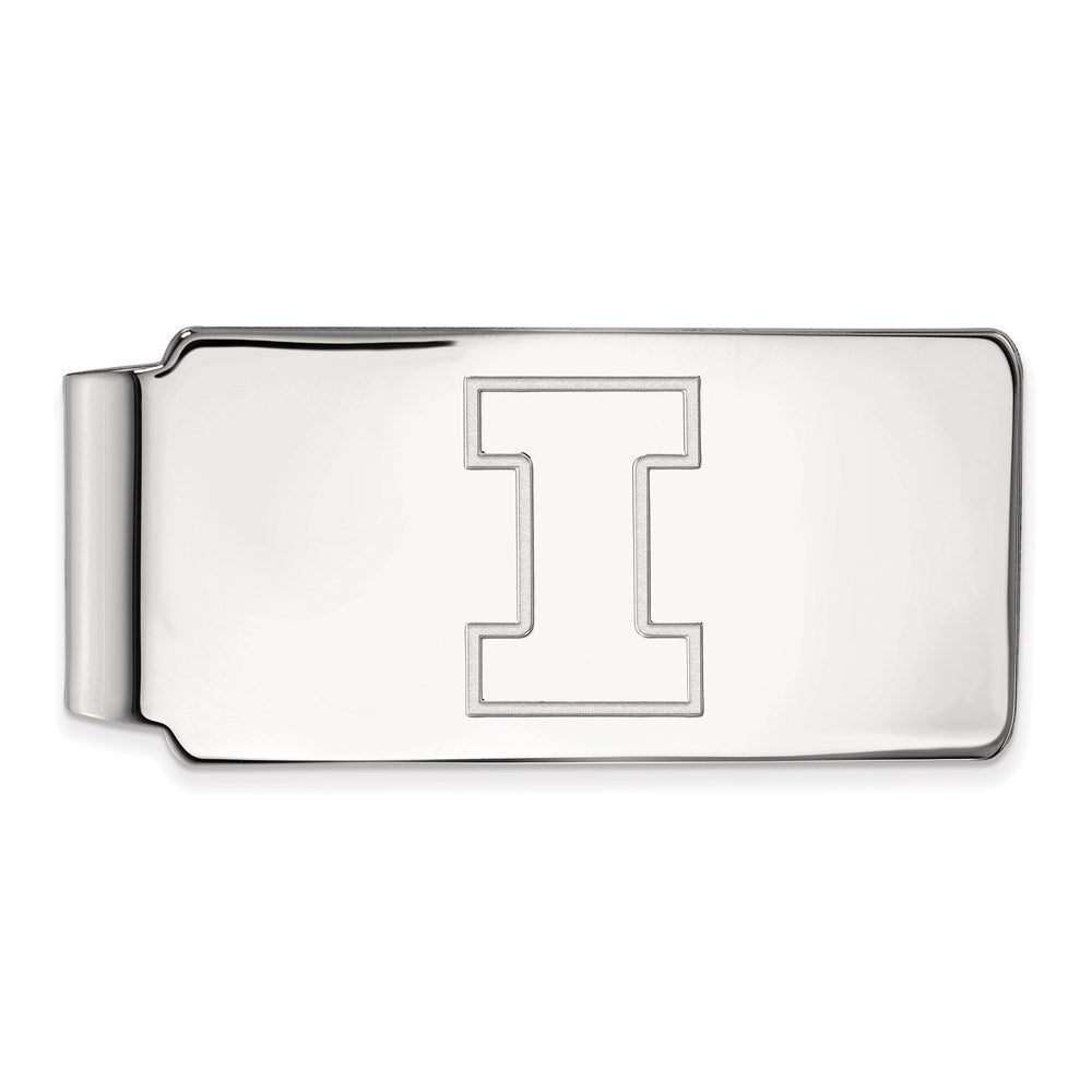 10K White Gold LogoArt University of Illinois Letter I Money Clip
