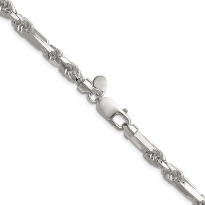 Sterling Silver 6mm D/C Figarope 26 Inch Chain
