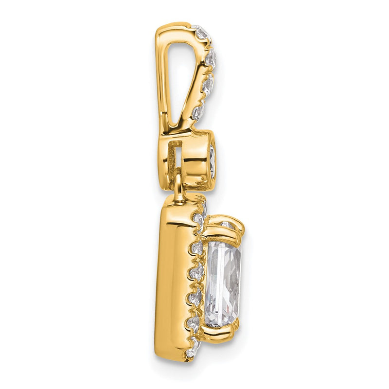 14K Yellow Gold 2 carat Lab Grown Diamond VS/SI+ G+ Radiant Complete Halo Pendant