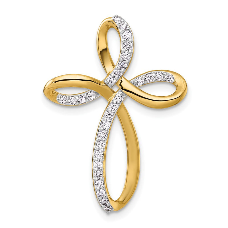14K Yellow Gold 1/3 carat Diamond Cross Omega Slide