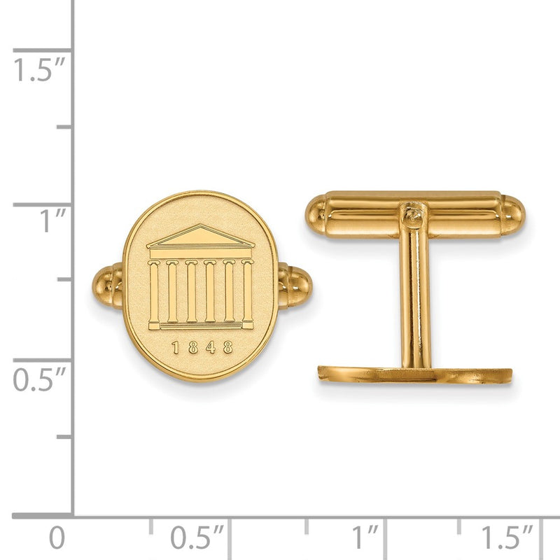 14K Yellow Gold Gold LogoArt University of Mississippi 1848 Crest Cuff Links