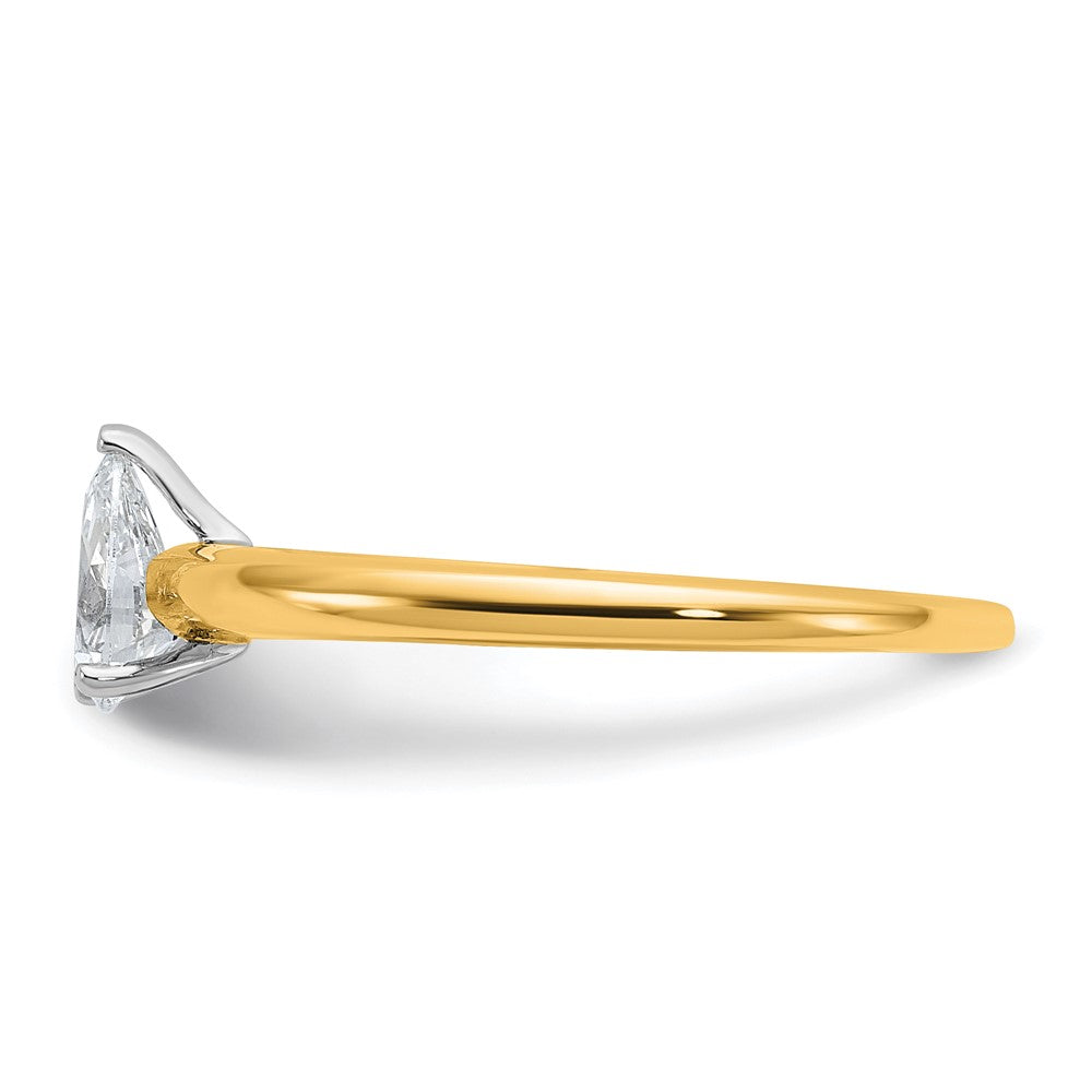 14K Two-Tone Gold Two-tone 1/2 carat Certified Lab Grown Diamond VS+ F+ Pear Solitaire Complete Engagement Ring
