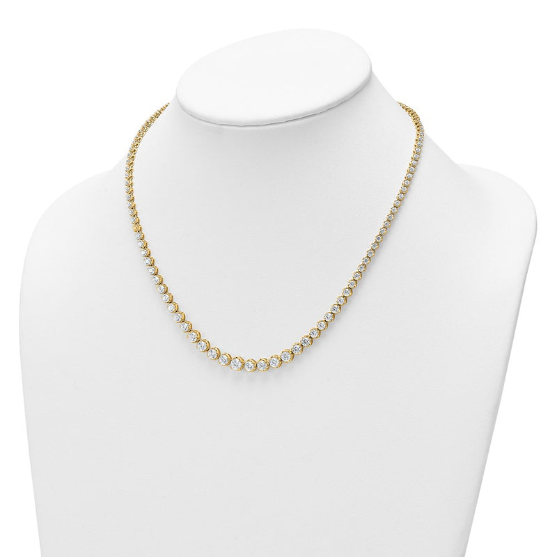 14K Yellow Gold 10 1/2 carat Certified Lab Grown Diamond VS+ F+ Complete Round 16 Inch Graduated Tennis Necklace