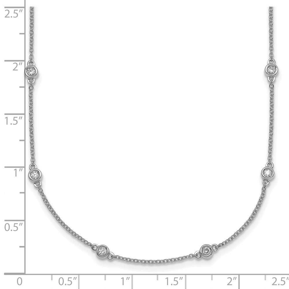 14K White Gold Complete 3/8 carat Bezel-set Diamond and Cable Chain 16-Station 16 Inch Necklace