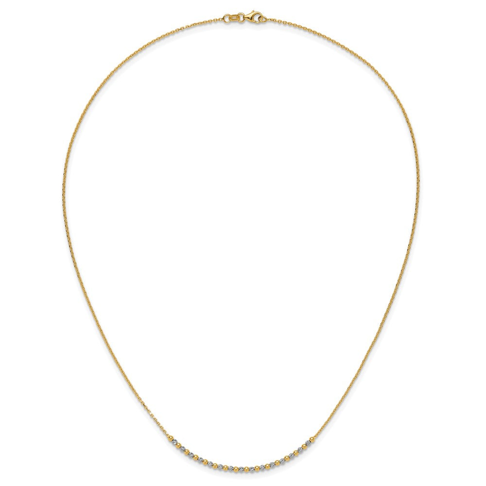 14K Two-Tone Gold Two-tone Diamond-cut Beaded 18 Inch Necklace