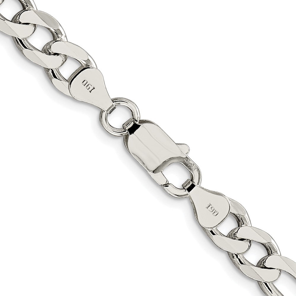Sterling Silver Rhodium-plated 7.25mm Pav‚ Flat Figaro Chain Necklace