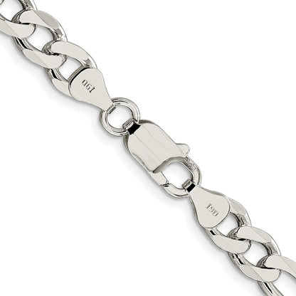 Sterling Silver Rhodium-plated 7.25mm Pav‚ Flat Figaro Chain Necklace