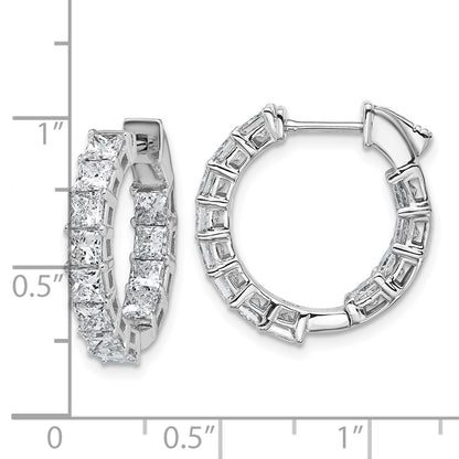 14K White Gold Inside/Outside Cert Lab Grown VS/SI FGH Princess Diamond Hoop Earrings
