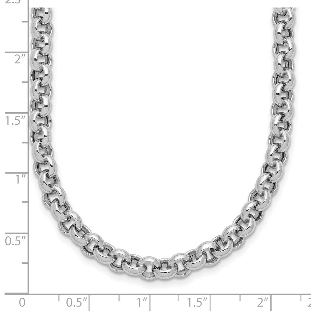 14K White Gold Polished Fancy 5mm Rolo Link 18 Inch Necklace