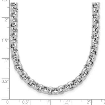 14K White Gold Polished Fancy 5mm Rolo Link 18 Inch Necklace