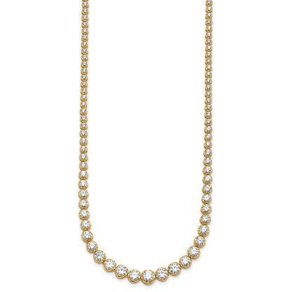 14K Yellow Gold 10 1/20 carat Certified Lab Grown Diamond VS/SI+ G+ Complete Round 16 Inch Graduated Tennis Necklace