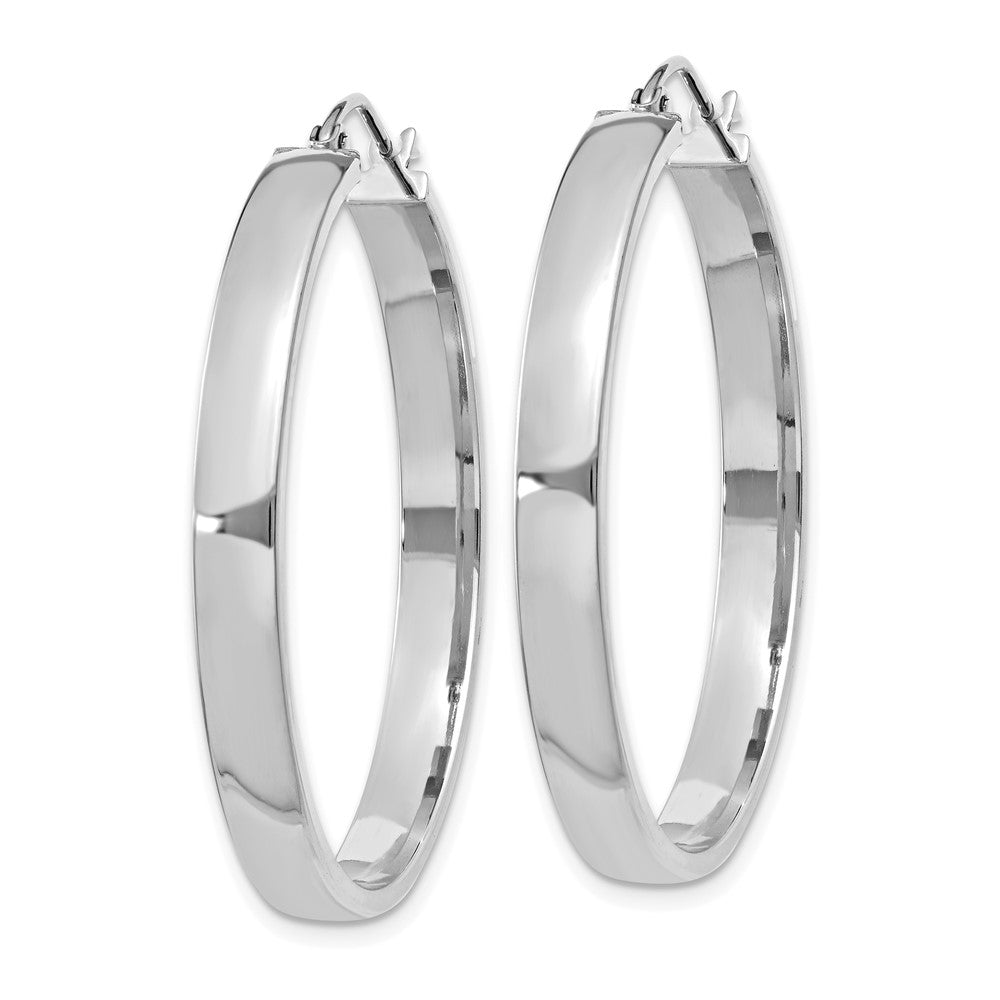 14K White Gold 4x35mm Polished Tube Hoop Earrings
