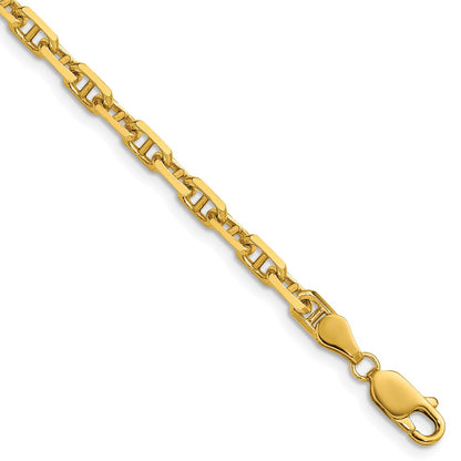 14K Yellow Gold 4.1mm D/C Mariner Anchor 20 Inch Chain