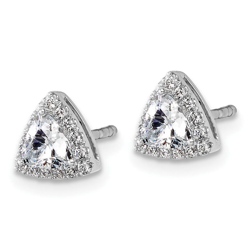 14K White Gold 5/8 carat Lab Grown Diamond VS/SI+ G+ Complete Trillion Halo Post Earrings