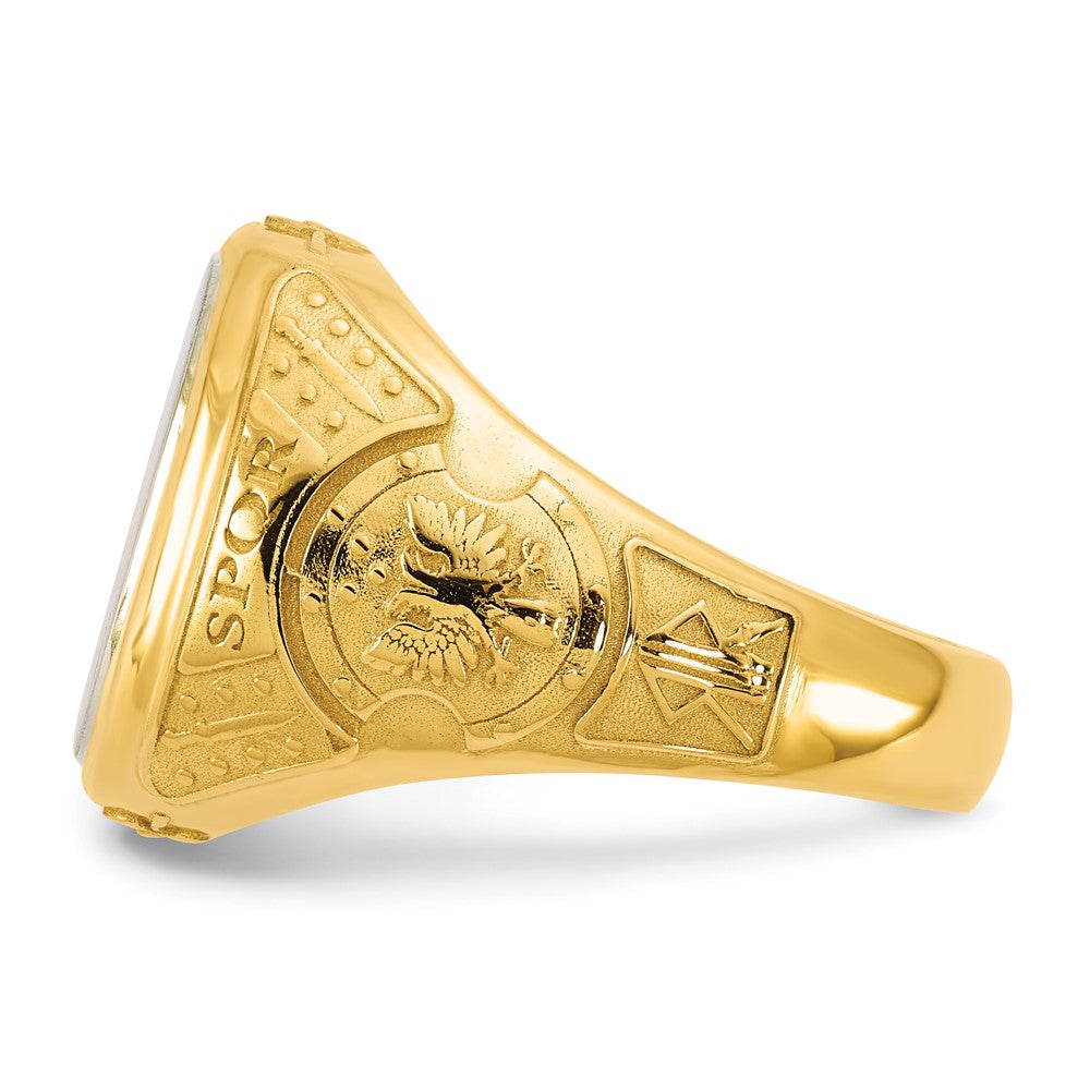 14K Two-Tone Gold Engravable Square with Rounded Corners Signet ring