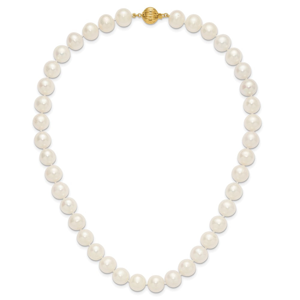14K Yellow Gold Polished 10-11mm Near-Round Freshwater Cultured Pearl 18 Inch Necklace