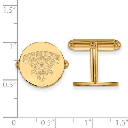 14K Yellow Gold Gold LogoArt University of New Orleans U-N-O Cuff Links