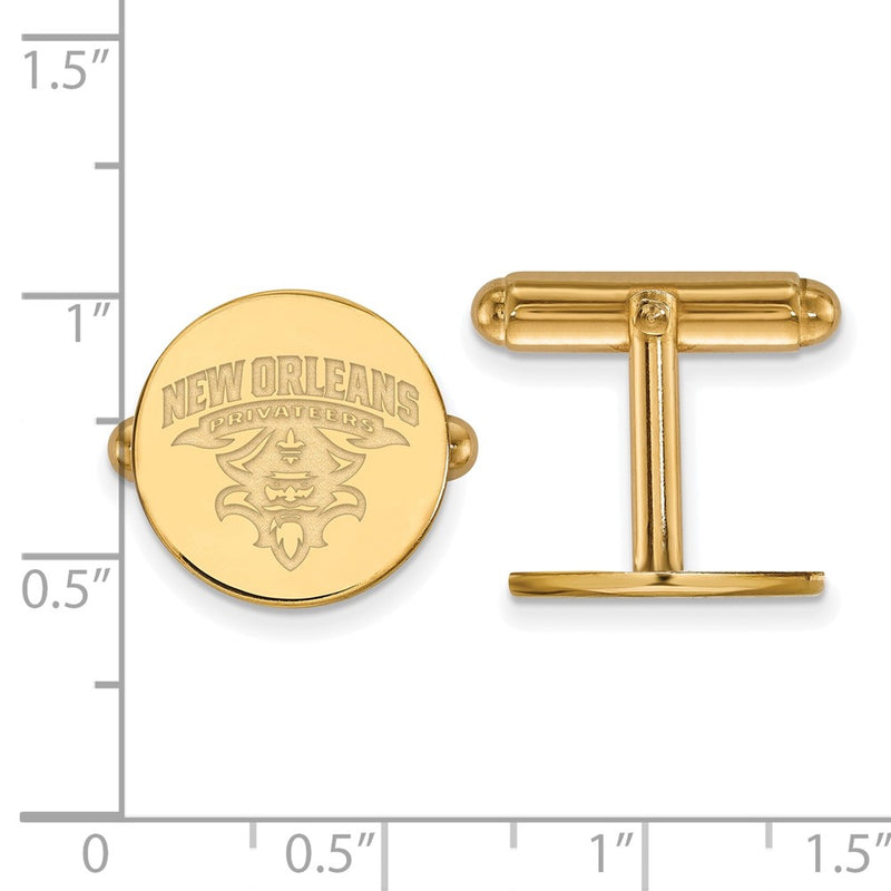 14K Yellow Gold Gold LogoArt University of New Orleans U-N-O Cuff Links