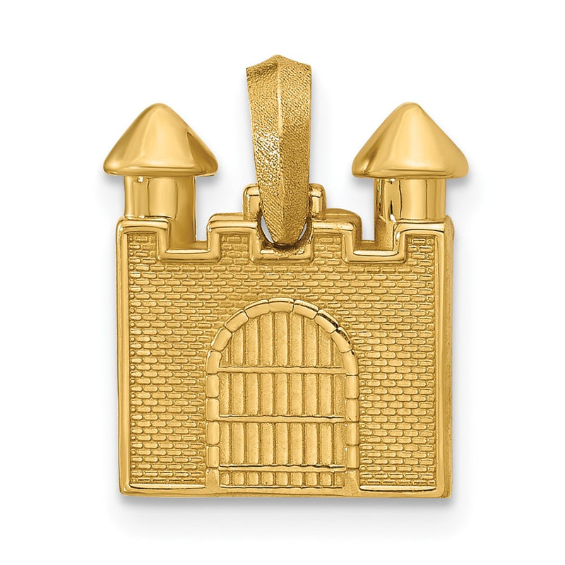 14K Yellow Gold 2-D Castle Pendant