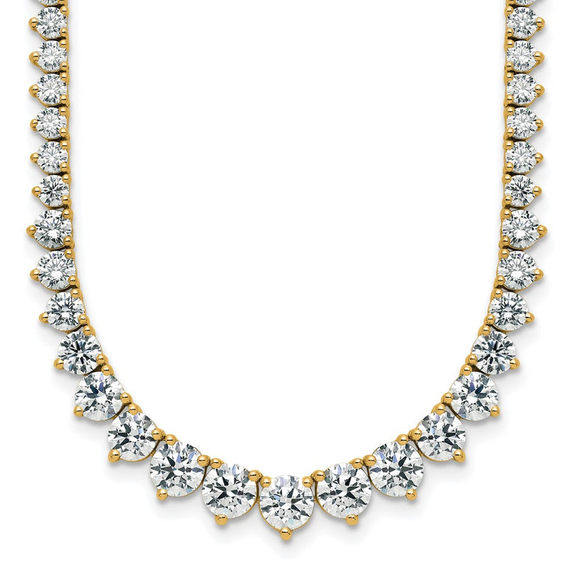 14K Yellow Gold 11 5/8 carat Lab Grown Diamond VS+ F+ Complete Round 20 Inch Graduated Tennis Necklace