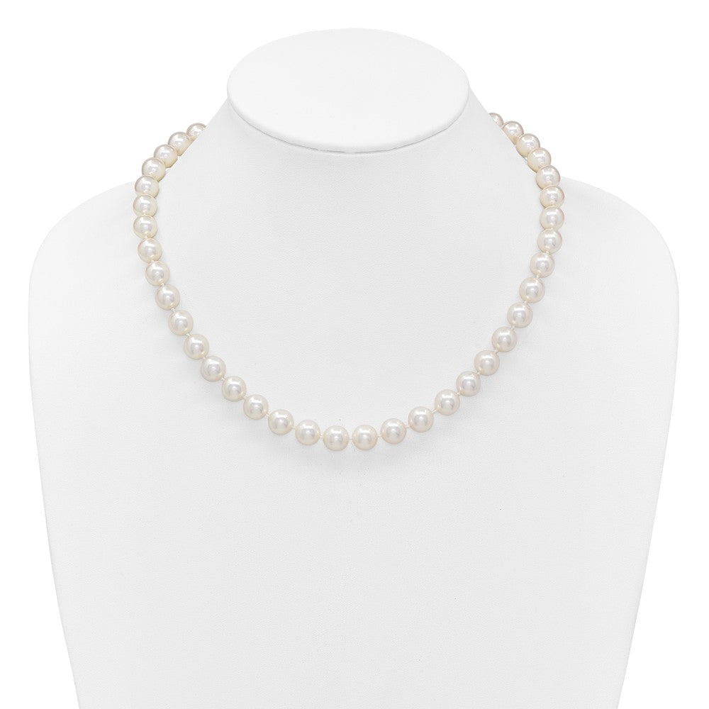 14K Yellow Gold Polished 9-10mm Round Akoya Saltwater Cultured Pearl 18 Inch Necklace