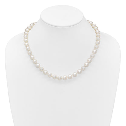 14K Yellow Gold Polished 9-10mm Round Akoya Saltwater Cultured Pearl 18 Inch Necklace