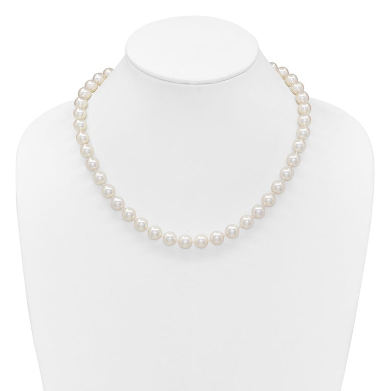 14K Yellow Gold Polished 9-10mm Round Akoya Saltwater Cultured Pearl 18 Inch Necklace