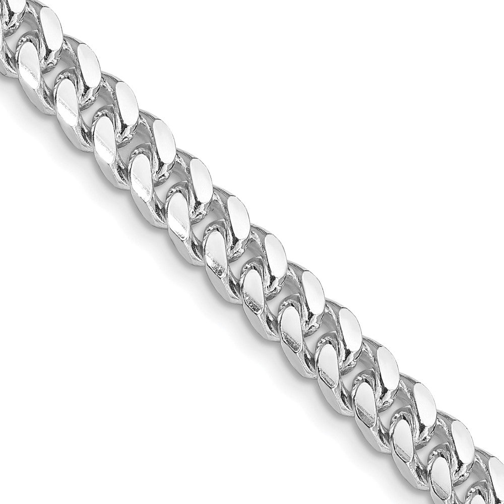 Sterling Silver Rhodium-plated 6mm Domed w/ Side D/C Curb 26 Inch Chain