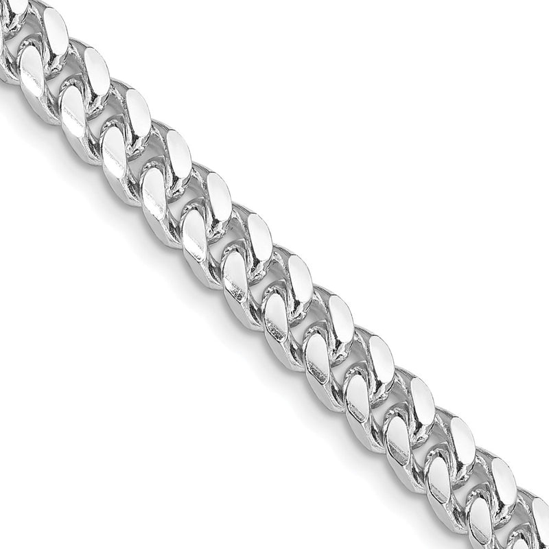 Sterling Silver Rhodium-plated 6mm Domed w/ Side D/C Curb 26 Inch Chain