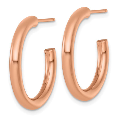 14K Yellow Gold Polished 3.0 x 25mm Tube C-Hoop Post Earrings