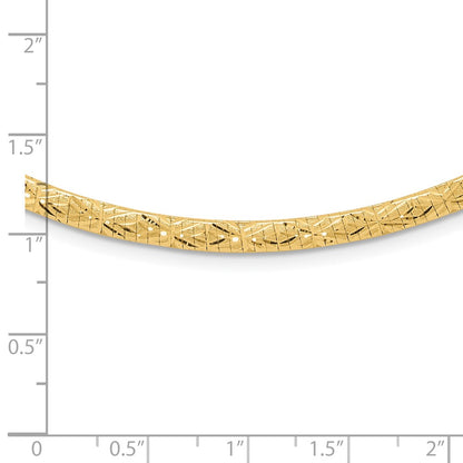 14K Yellow Gold Flat 4mm Fancy Diamond-cut Reversible to High Polished 17.25 Inch Omega Necklace