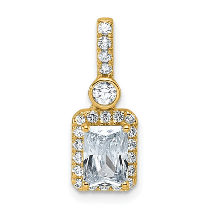 14K Yellow Gold 1 carat Lab Grown Diamond VS+ F+ Radiant Complete Halo Pendant