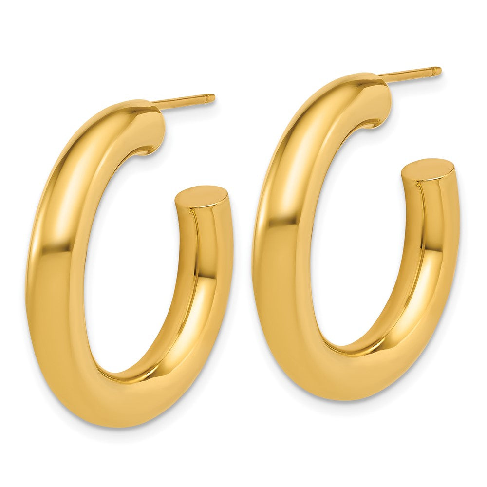 14K Yellow Gold Polished 5.0 x 30mm Tube C-Hoop Post Earrings