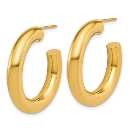 14K Yellow Gold Polished 5.0 x 30mm Tube C-Hoop Post Earrings