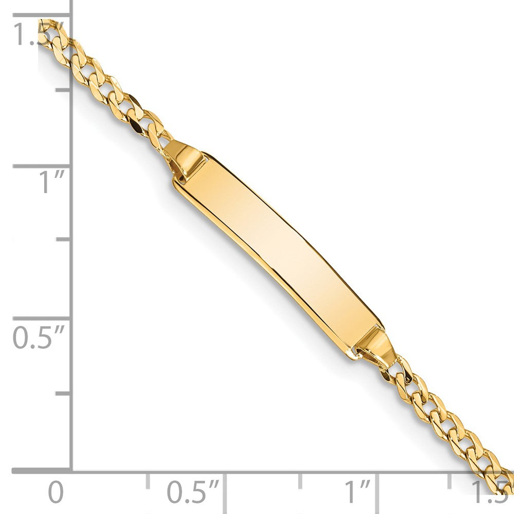 14K Yellow Gold Polished Solid Chain/Solid Plate Curb Link 20x4.8mm Plate 5.5 Inch Baby/Child ID Bracelet