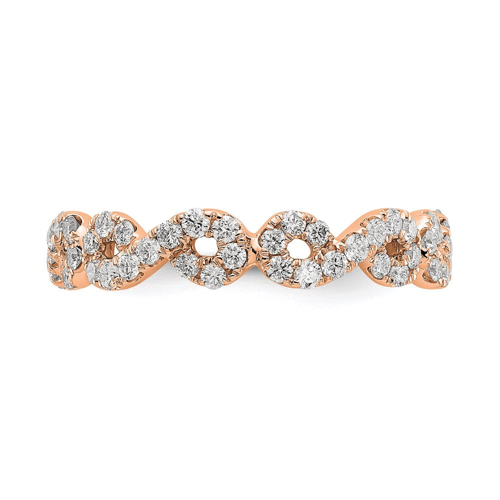 14K Rose Gold Polished Infinity Shared U Prong Size 5 Diamond Eternity Wedding Band Ring