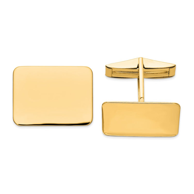 14K Yellow Gold Men's Rectangular Cuff Links