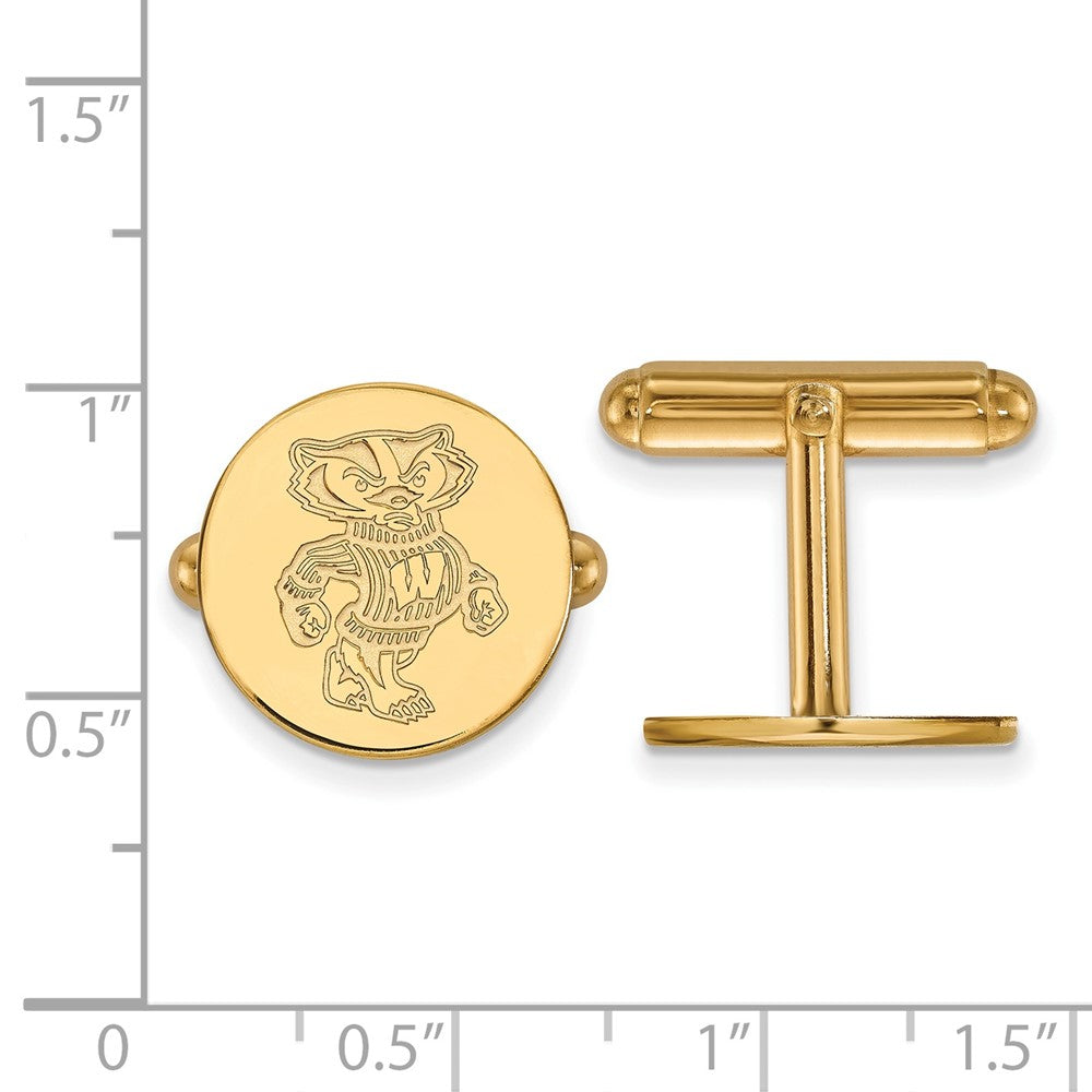 14K Yellow Gold Gold LogoArt University of Wisconsin Badger Cuff Links