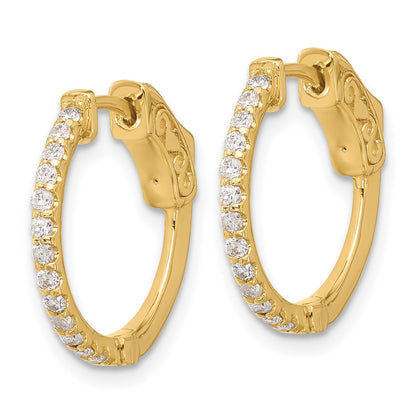 14K Yellow Gold .40 carat Diamond Round Hoop w/Safety Clasp Earrings