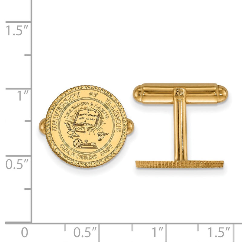 14K Yellow Gold Gold LogoArt University of Illinois Crest Cuff Links